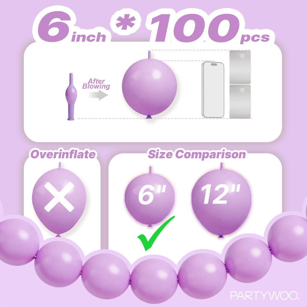 PartyWoo Metallic Gold Linking Balloons 100pcs 6 Inch Gold Link Balloons