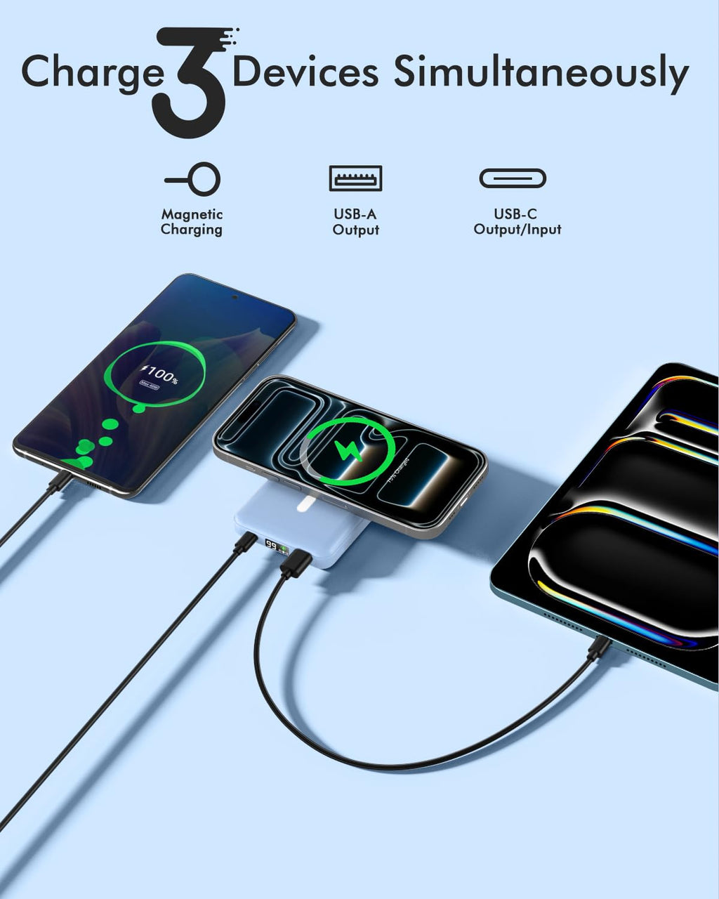podoru for Magsafe Power Bank, 10000mAh Slim Magnetic Portable Charger