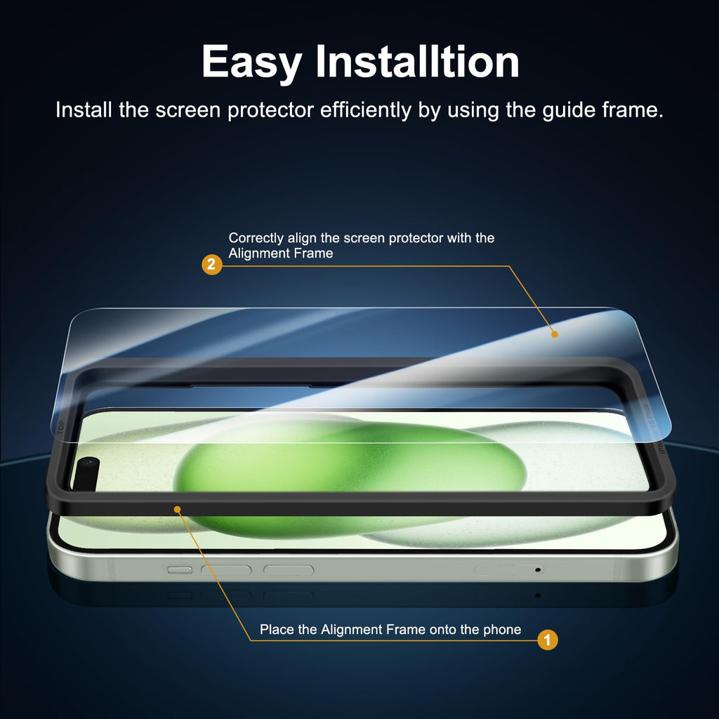 NEW'C for iPhone 16 Pro Screen Protector + Camera Lens Protector + Tool