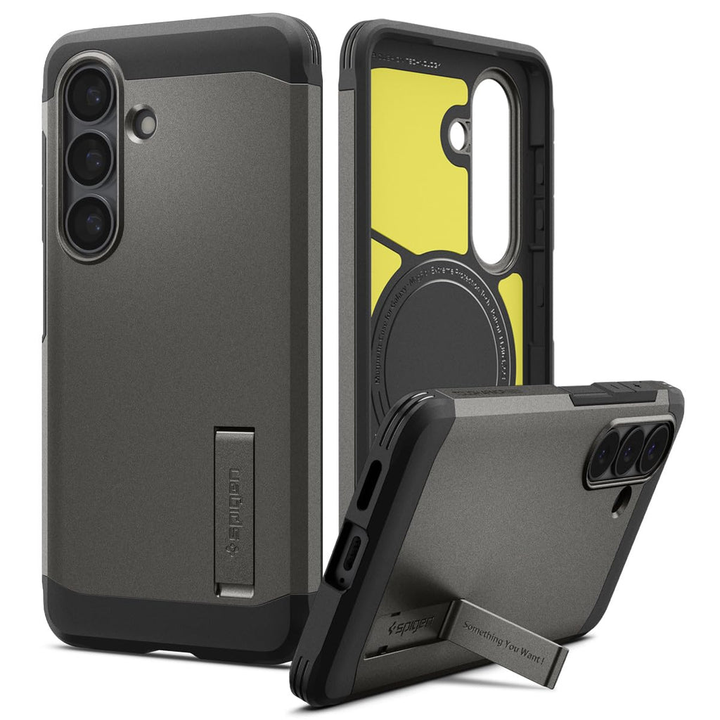 Spigen for Galaxy S25 Plus Case, Tough Armor MagFit [Kickstand] [Compatible with MagSafe] [Military-Grade Protection] - Black