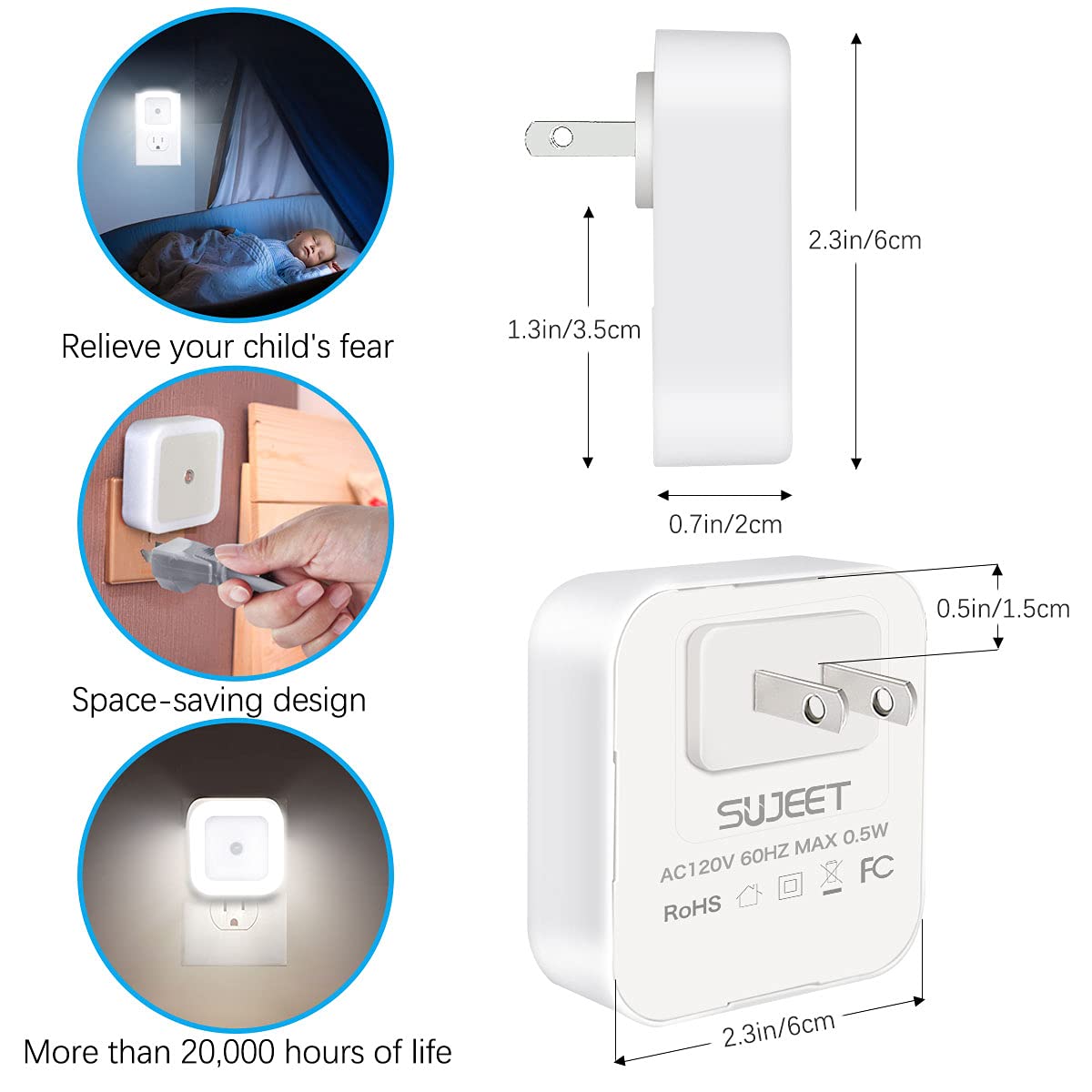 Sujeet Night Light, Night Lights Plug into Wall 8-Pack, Nightlight Plug in Night Light, Dusk to Dawn Night Lamp Led (Red)