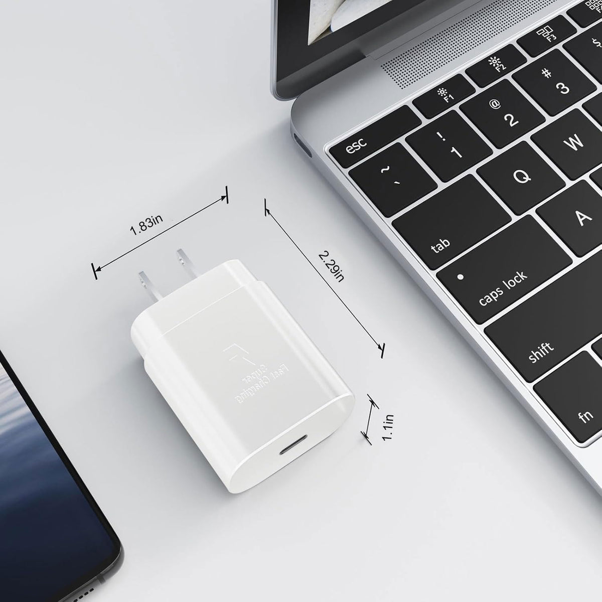 25W USB C Charger,Super Fast Charging Block,Type-C Power Adapter (2 Black and White)