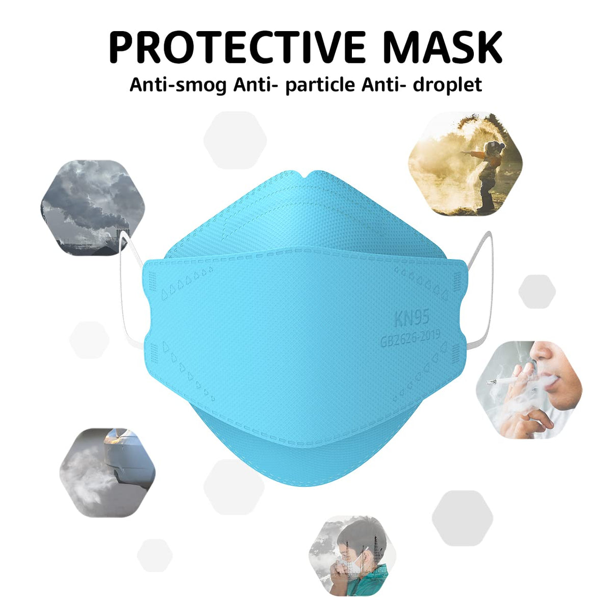 LEVENIS KN95 Face Masks 50 Pack, Breathable Comfortable and Disposable KN95 Mask, Black