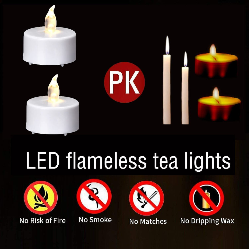 Battery Operated LED Tea Lights Flameless Flickering Candles 12PACK
