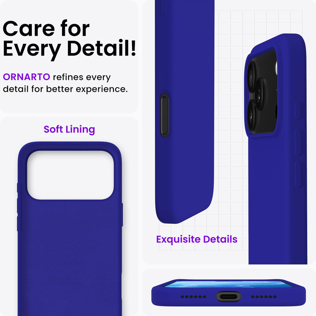 ORNARTO for iPhone 18 Pro Max Case, Liquid Silicone, Cloud Blue