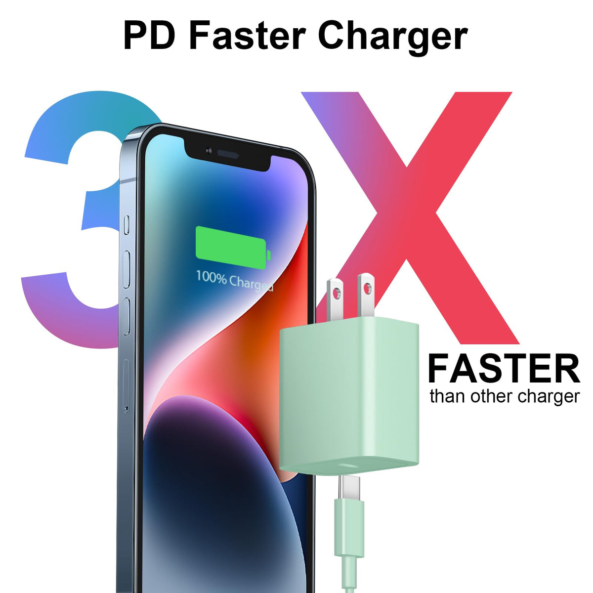 iPhone Duo Charger, iPhone 18 17 16 15 Charger Fast Charging 12FT-Blue