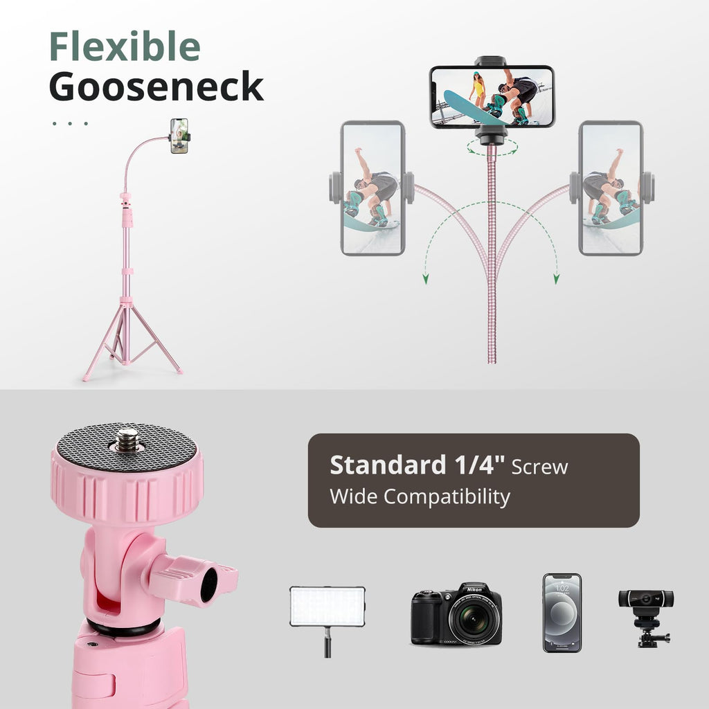 SENSYNE 62" Phone Tripod, Extendable Selfie Stick with Wireless Remote