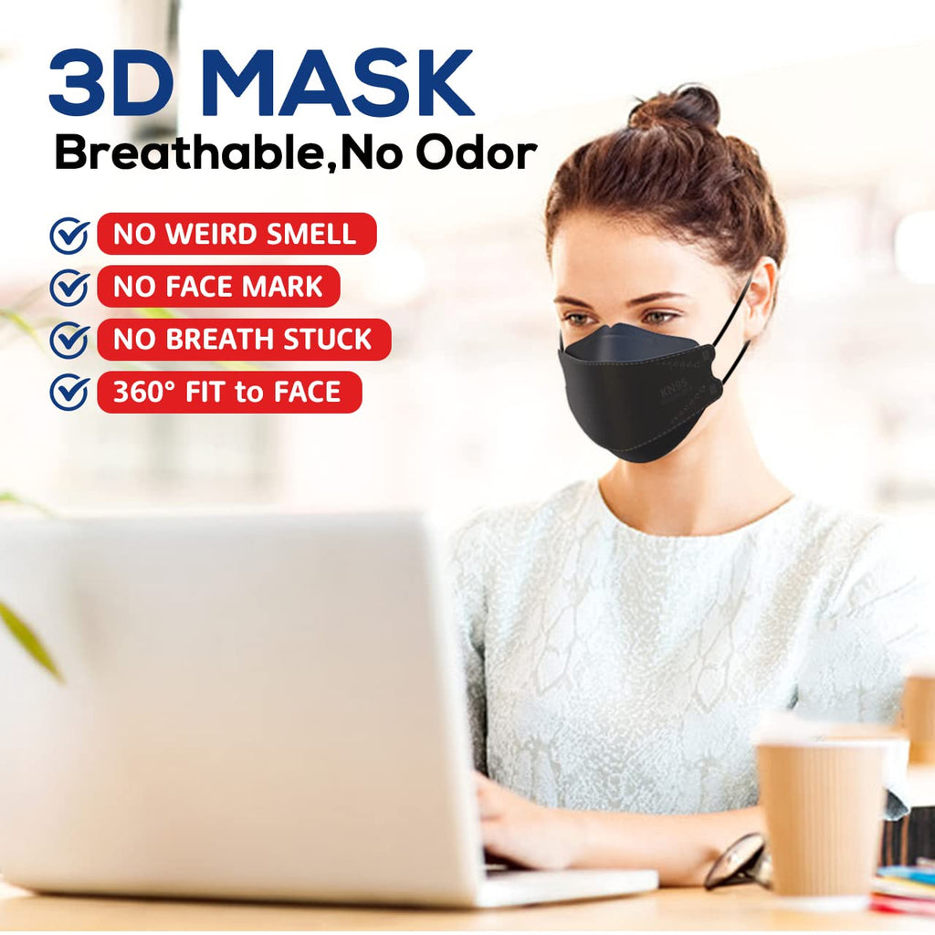LEVENIS KN95 Face Masks 50 Pack, Breathable Comfortable and Disposable KN95 Mask, Black