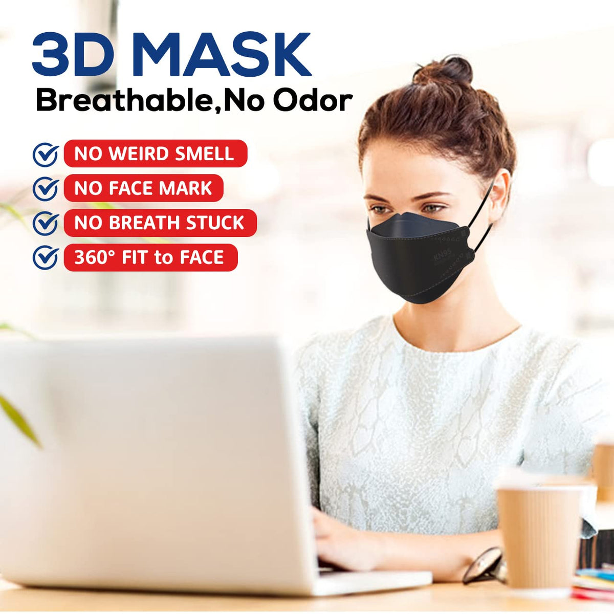 LEVENIS KN95 Face Masks 50 Pack, Breathable Comfortable and Disposable KN95 Mask, Black