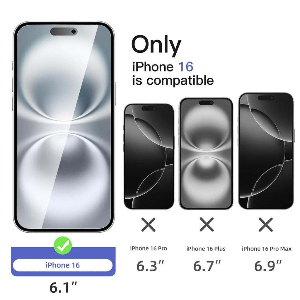 NEW'C for iPhone 16 Pro Screen Protector + Camera Lens Protector + Tool