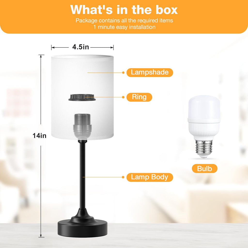 Fenmzee Bedside Table Lamp for Bedroom - Dimmable Touch, USB A+C, AC Outlet