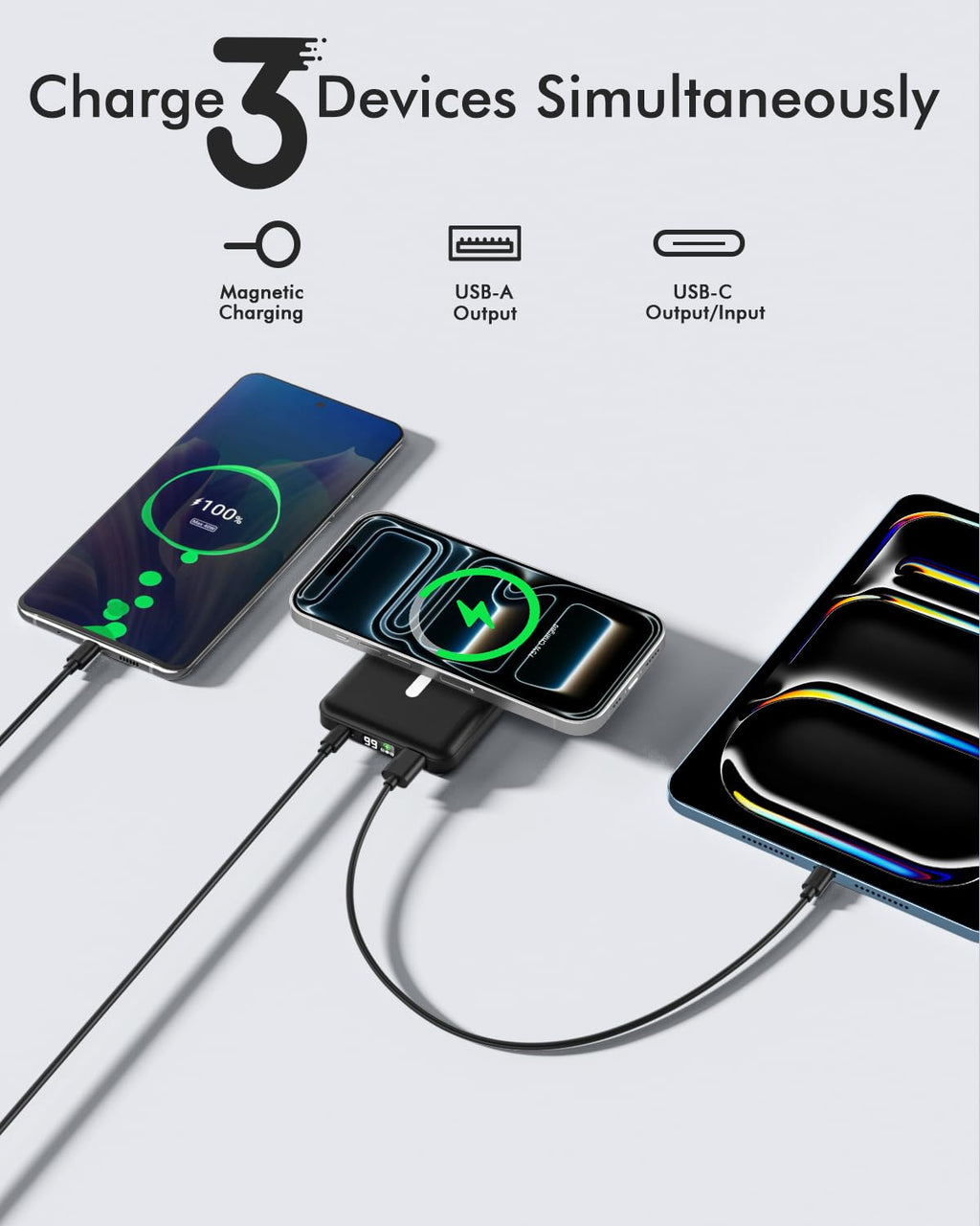 podoru for Magsafe Power Bank, 10000mAh Slim Magnetic Portable Charger