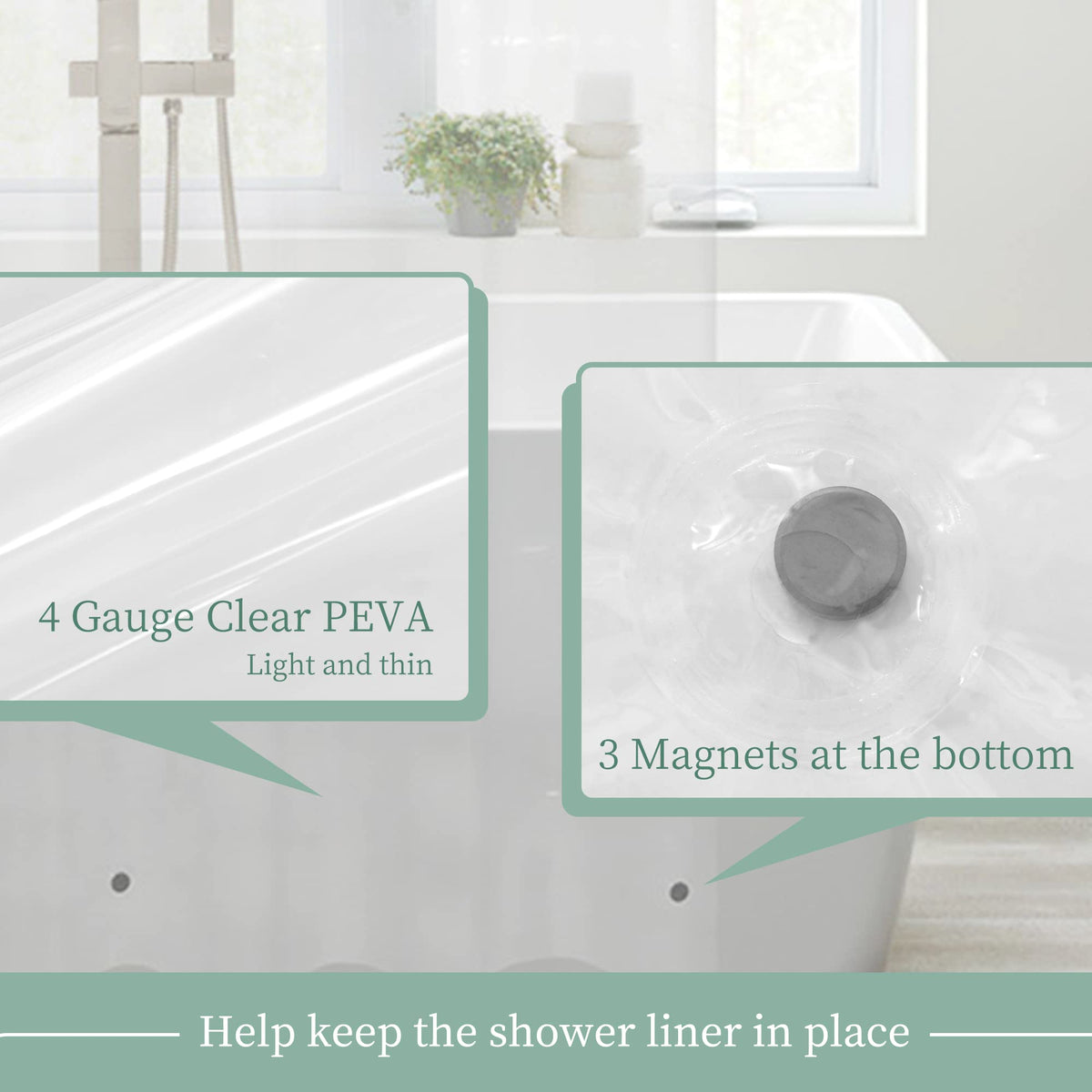 Mrs Awesome Dark Gray Shower Curtain Liner with 3 Magnets, 72x72