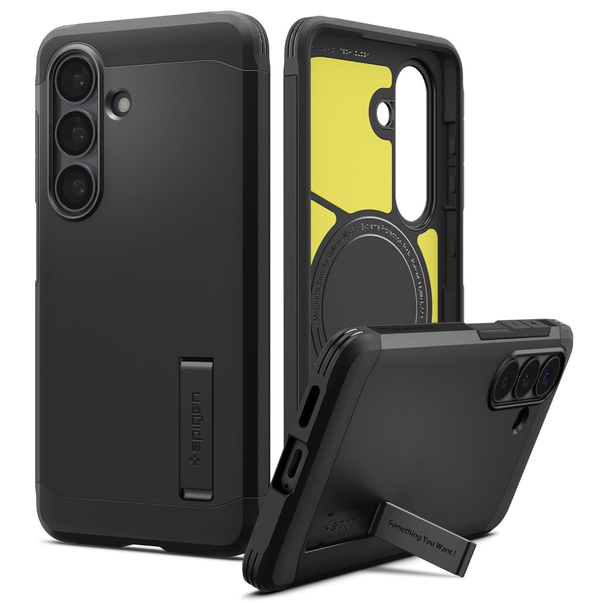 Spigen for Galaxy S25 Plus Case, Tough Armor MagFit [Kickstand] [Compatible with MagSafe] [Military-Grade Protection] - Black
