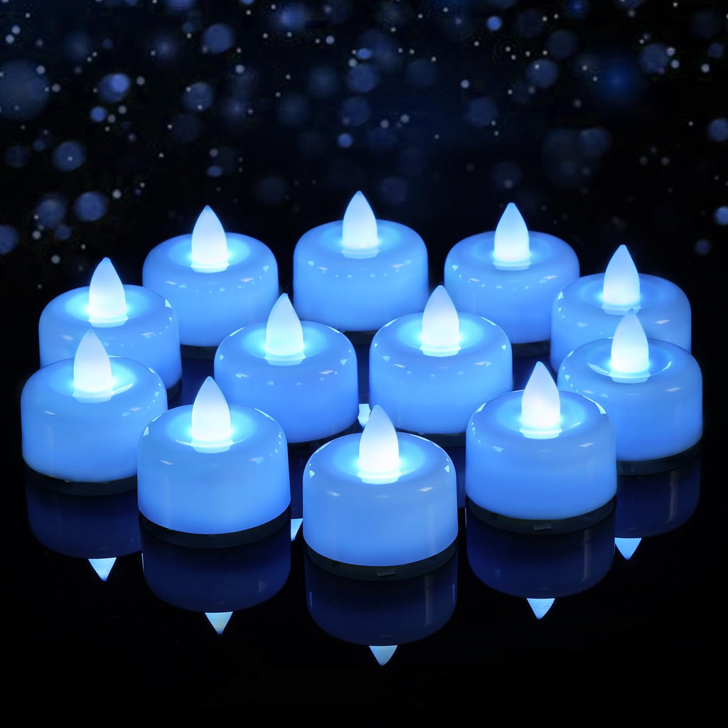 Amagic 12Pack Blue Flameless LED Tea Lights Candles Battery Operated