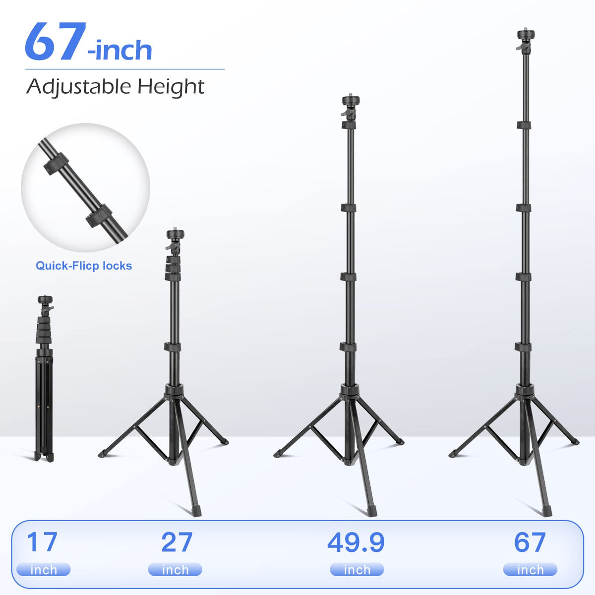 SENSYNE 62" Phone Tripod, Extendable Selfie Stick with Wireless Remote