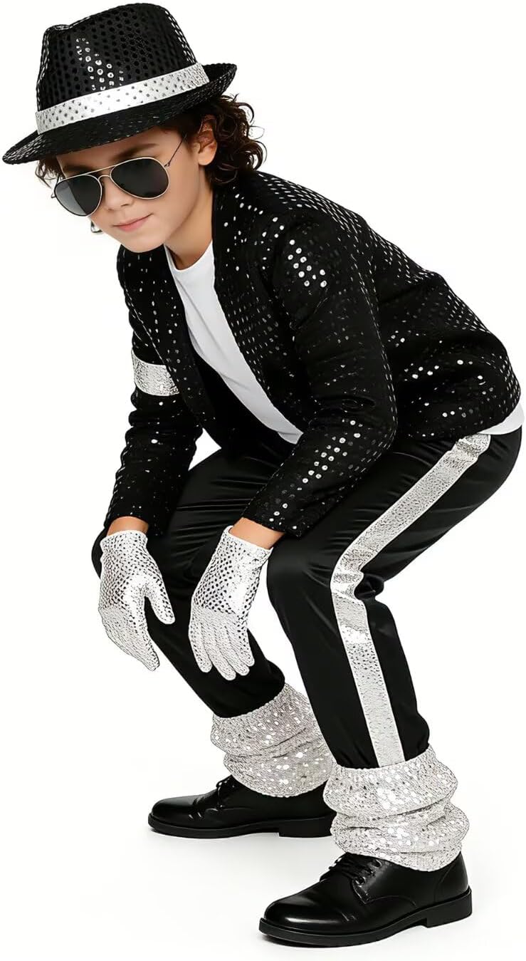Boys Halloween Costume Set 8 Pcs 80s 90s Retro Dance Disco Cosplay