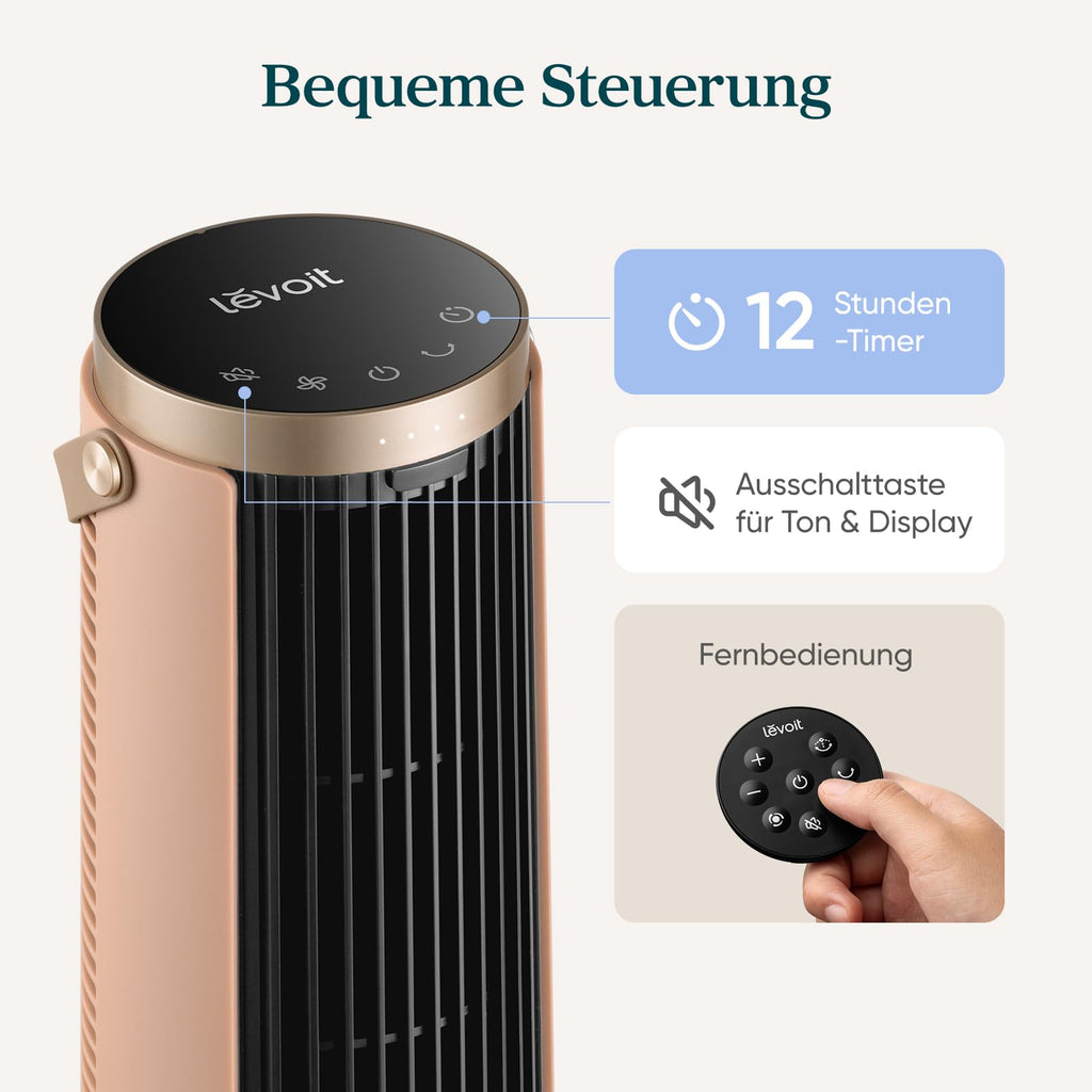 Levoit Tower Fan for Bedroom, 20dB Quiet Desk Fan, Easy to Carry & Plug-in