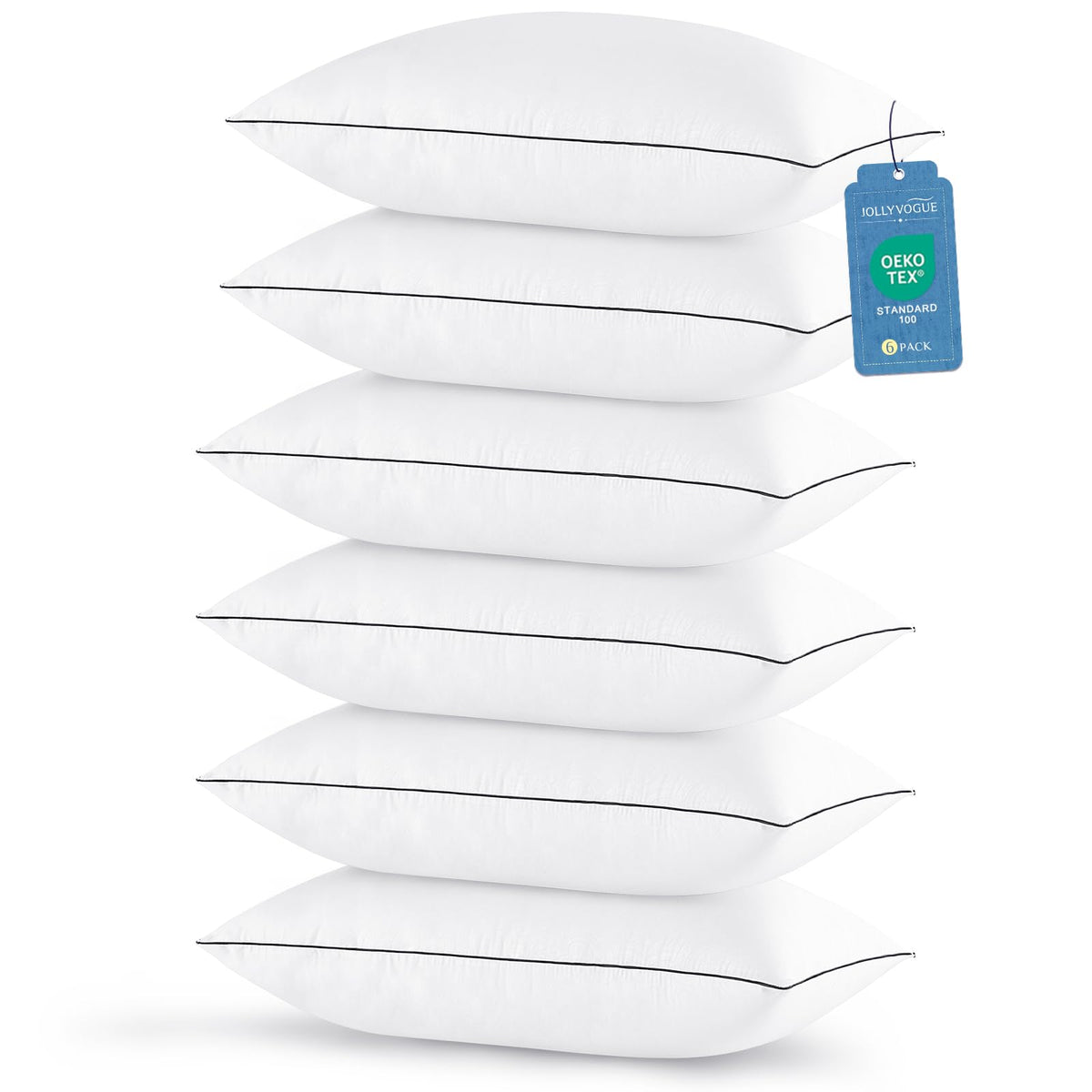 JOLLYVOGUE King Pillows 2 Pack, Cooling and Firm King Size Pillows with Oeko-Tex Certified Down Alternative Filling for Side, Back, and Stomach Sleepers, Hotel Collection