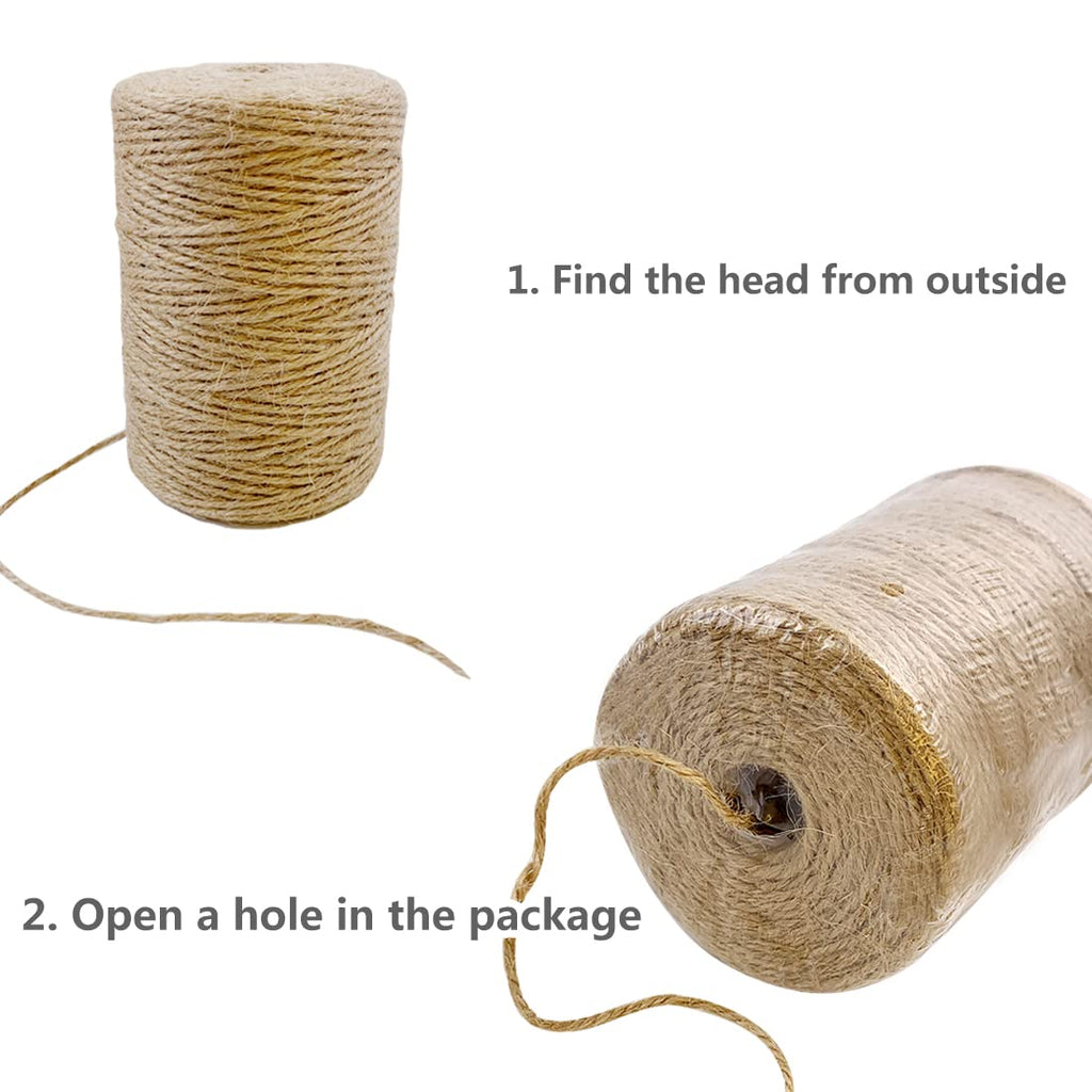 PerkHomy 1100FT Jute Twine String 2mm 3ply Natural Thin Twine for Craft Gardening Gift Wrapping Packing Material Wedding Christmas Decoration Bulk