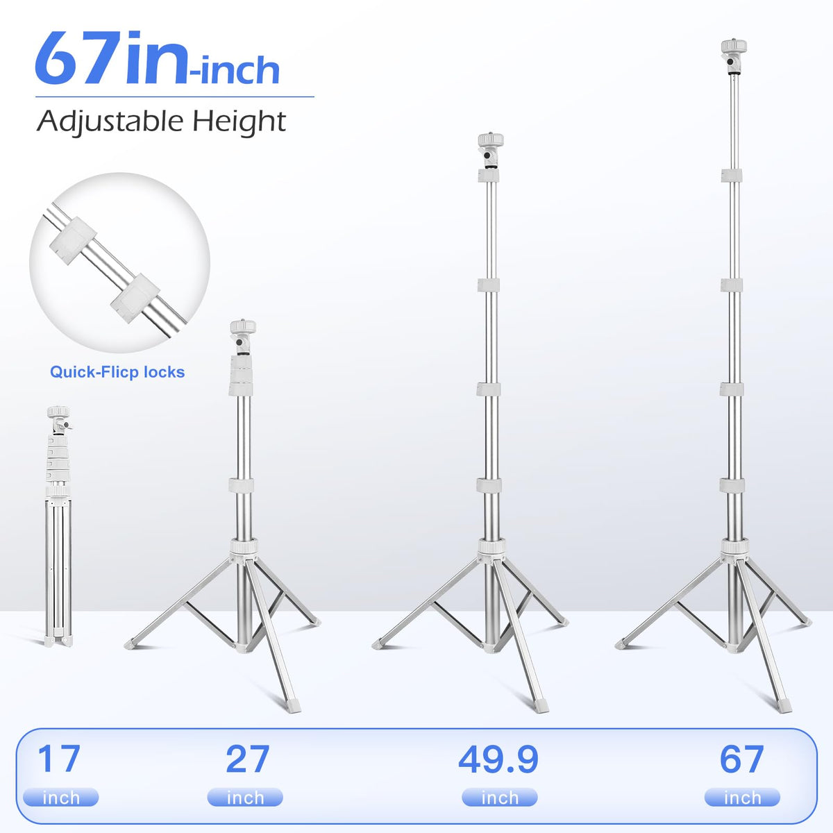 SENSYNE 62" Phone Tripod, Extendable Selfie Stick with Wireless Remote