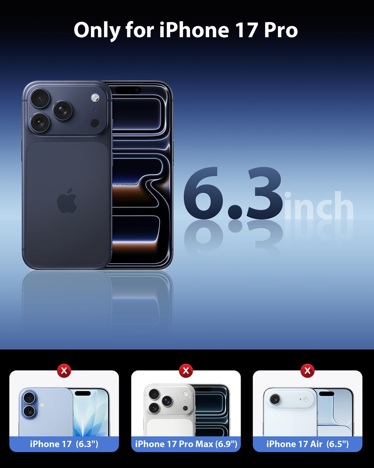 Mkeke Screen Protector for iPhone 17 Pro, 3 Pack 9H+ Tempered Glass