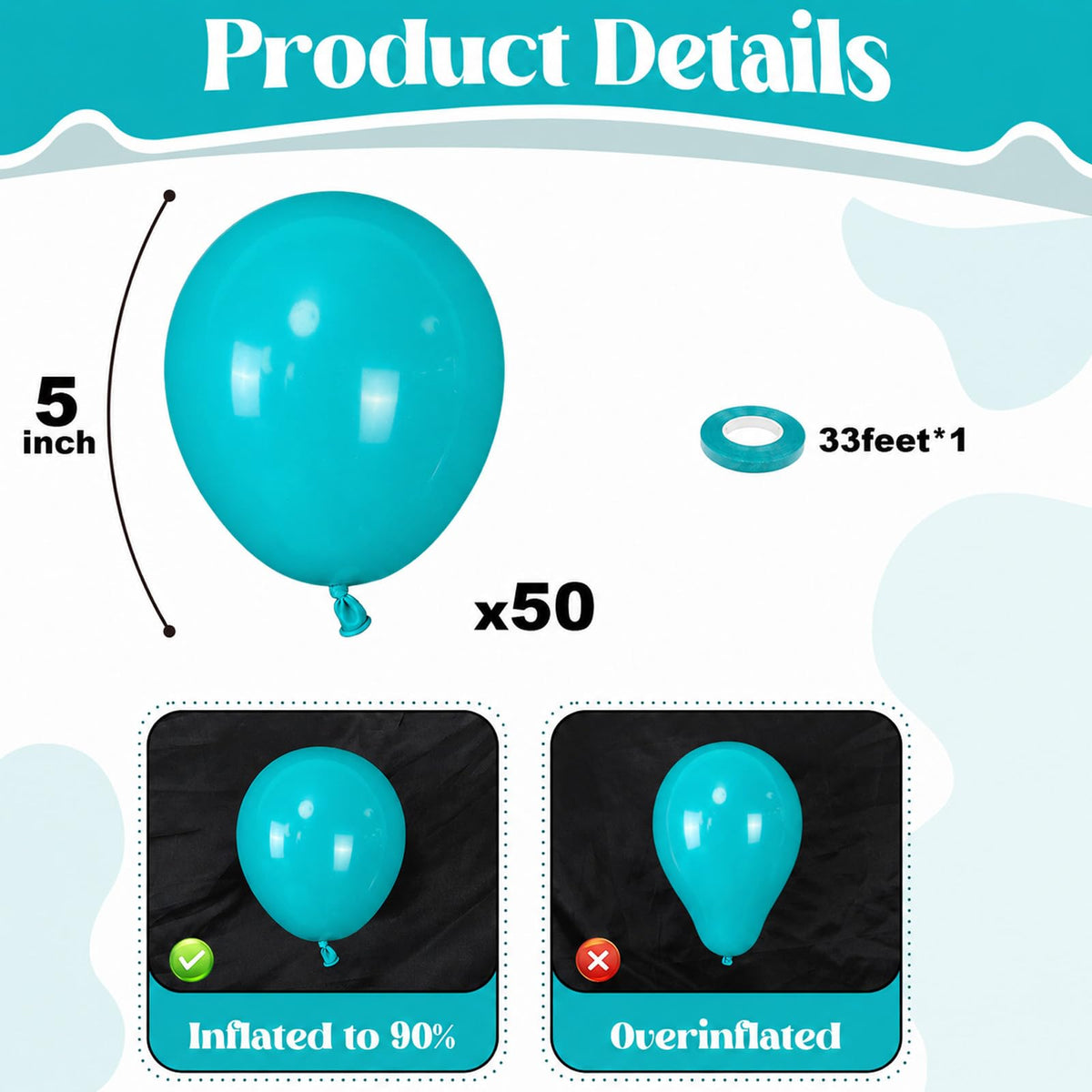 Togvu White Balloons, 50Pack 5 Inch Small Mini Matte White Latex Party Balloons for Wedding Engagement Bridal Baby Shower Anniversary Decorations Supplies