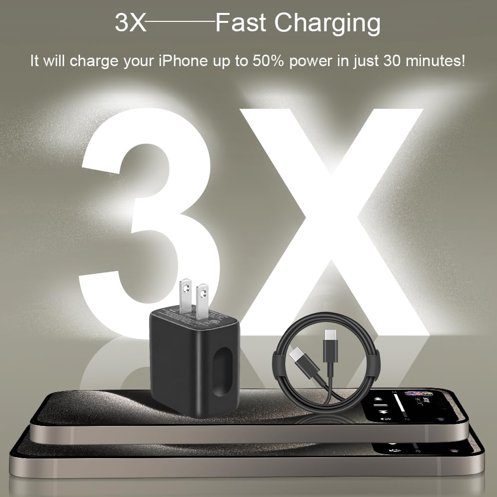 iPhone Duo Charger, iPhone 18 17 16 15 Charger Fast Charging 12FT-Blue