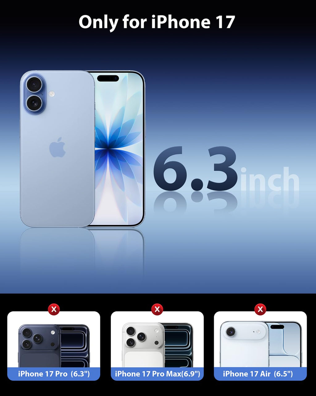 Mkeke Screen Protector for iPhone 17 Pro, 3 Pack 9H+ Tempered Glass