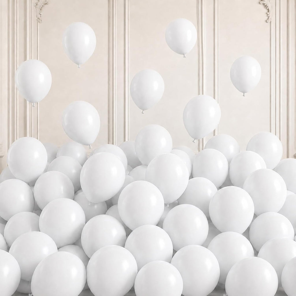 Togvu White Balloons, 50Pack 5 Inch Small Mini Matte White Latex Party Balloons for Wedding Engagement Bridal Baby Shower Anniversary Decorations Supplies