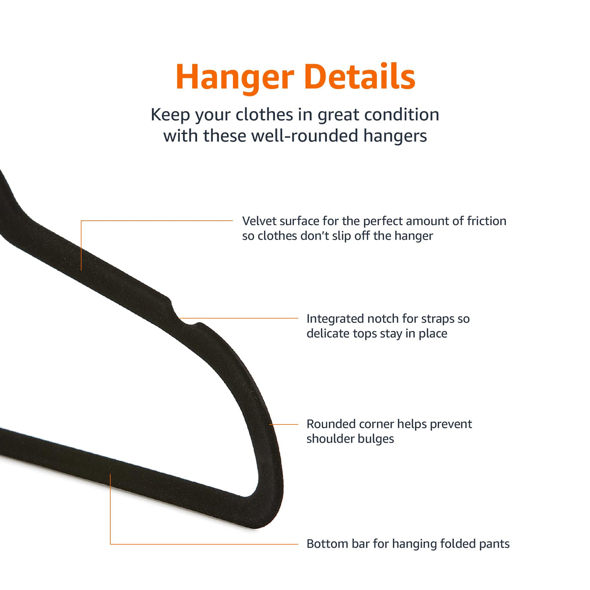 Amazon Basics Slim Velvet Non-Slip Space Saving Suit Clothes Hangers, Sturdy Construction, Navy Blue/Rose Gold, 50-Pack