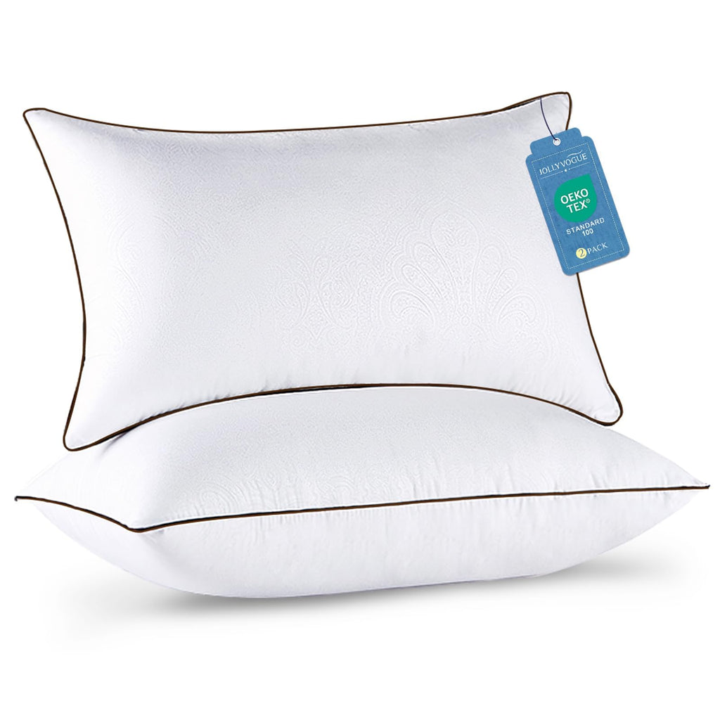 JOLLYVOGUE King Pillows 2 Pack, Cooling and Firm King Size Pillows with Oeko-Tex Certified Down Alternative Filling for Side, Back, and Stomach Sleepers, Hotel Collection