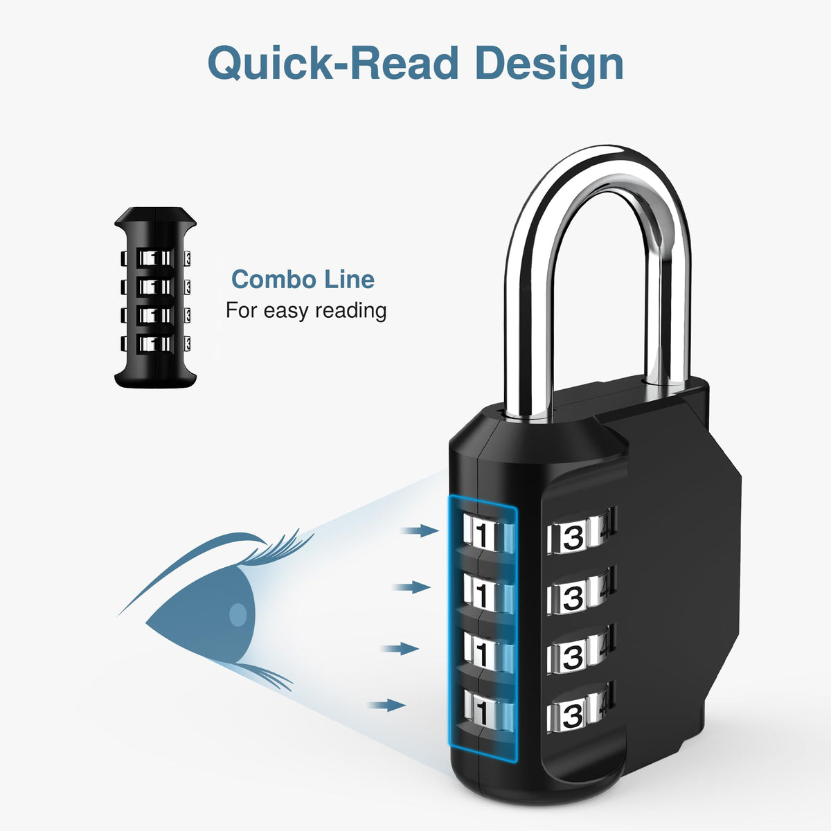 Puroma 2 Pack Combination Lock Locker 4 Digits Combo Padlock Gym Black