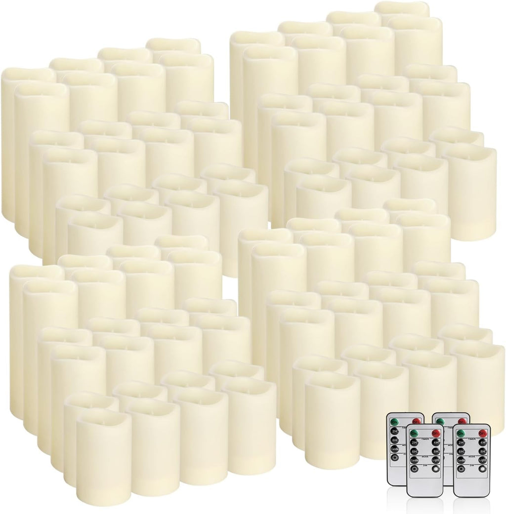 YOROXRG Set of 24 Waterproof Outdoor Flameless Candles, LED Candles with 4 Remote and Timer,(H 4" 5" 6" x D 2.2"),for Christmas,Halloween,Wedding,Festival