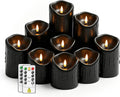 Nimiko Flameless Candles with Remote, Battery Operated Flickering Flameless Candles, LED Candles with Timer 2/4/6/8H, Realistic Drop Wax flameless Candle Set of 9 (D3 x H 3" 4" 5" 6" 7") (Black)