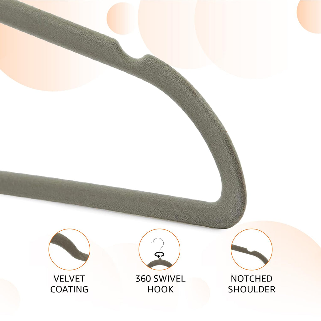 Amazon Basics Slim Velvet Non-Slip Space Saving Suit Clothes Hangers, Sturdy Construction, Navy Blue/Rose Gold, 50-Pack