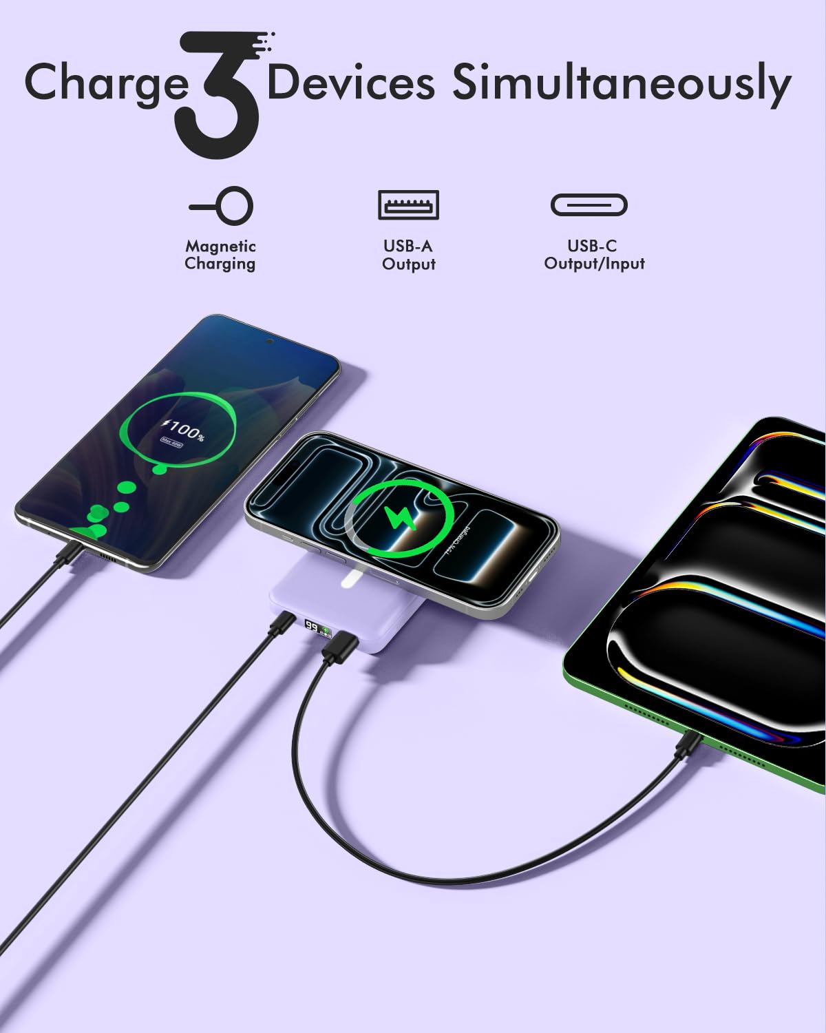 podoru for Magsafe Power Bank, 10000mAh Slim Magnetic Portable Charger
