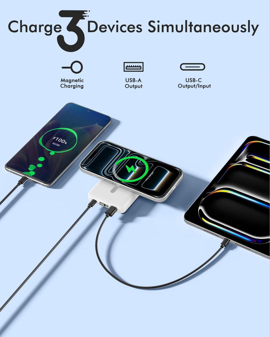 podoru for Magsafe Power Bank, 10000mAh Slim Magnetic Portable Charger