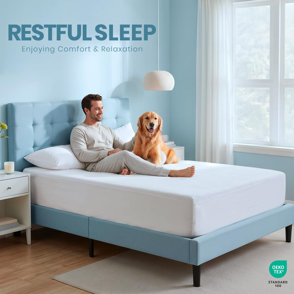 Waterproof Twin Size Mattress Protector fits upto 15" deep Mattresses