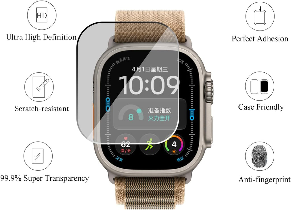 Ailun 3 Pack Screen Protector for Apple Watch Ultra 4/3/2/Ultra [Clear]
