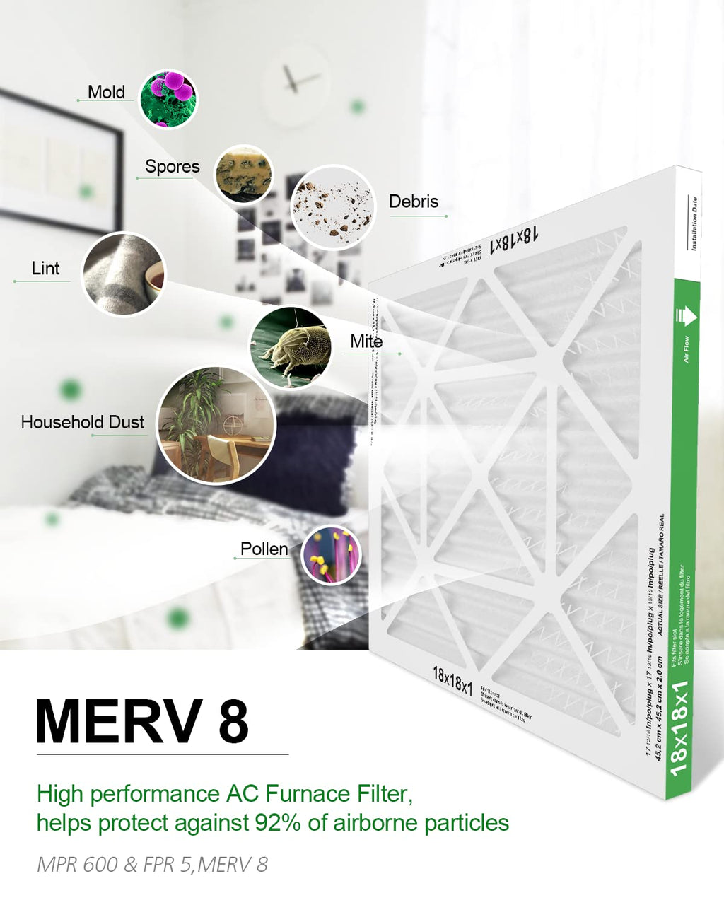TRIGHTFILTERS 14x20x1 Air Filter 4 Pack, MERV 8 Filter Replacement