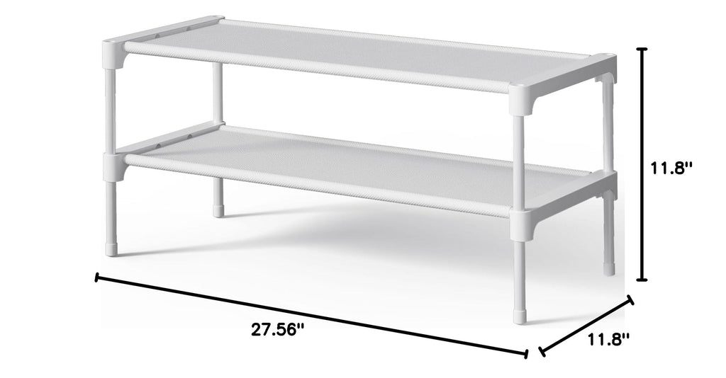 Kitsure Shoe Rack - Non-Woven Shoe Rack Shelf, Shoe Organizer for Closet, Entryway, Garage & Corridor, Stackable Shoe Shelves, 27.5" Wide - 2 Tier, Black