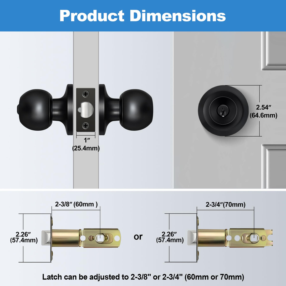 BESTTEN Keyed Entry Door Knob with Lock, Heavy Duty Interior and Exterior Door Lock, Standard Ball, Satin Nickel