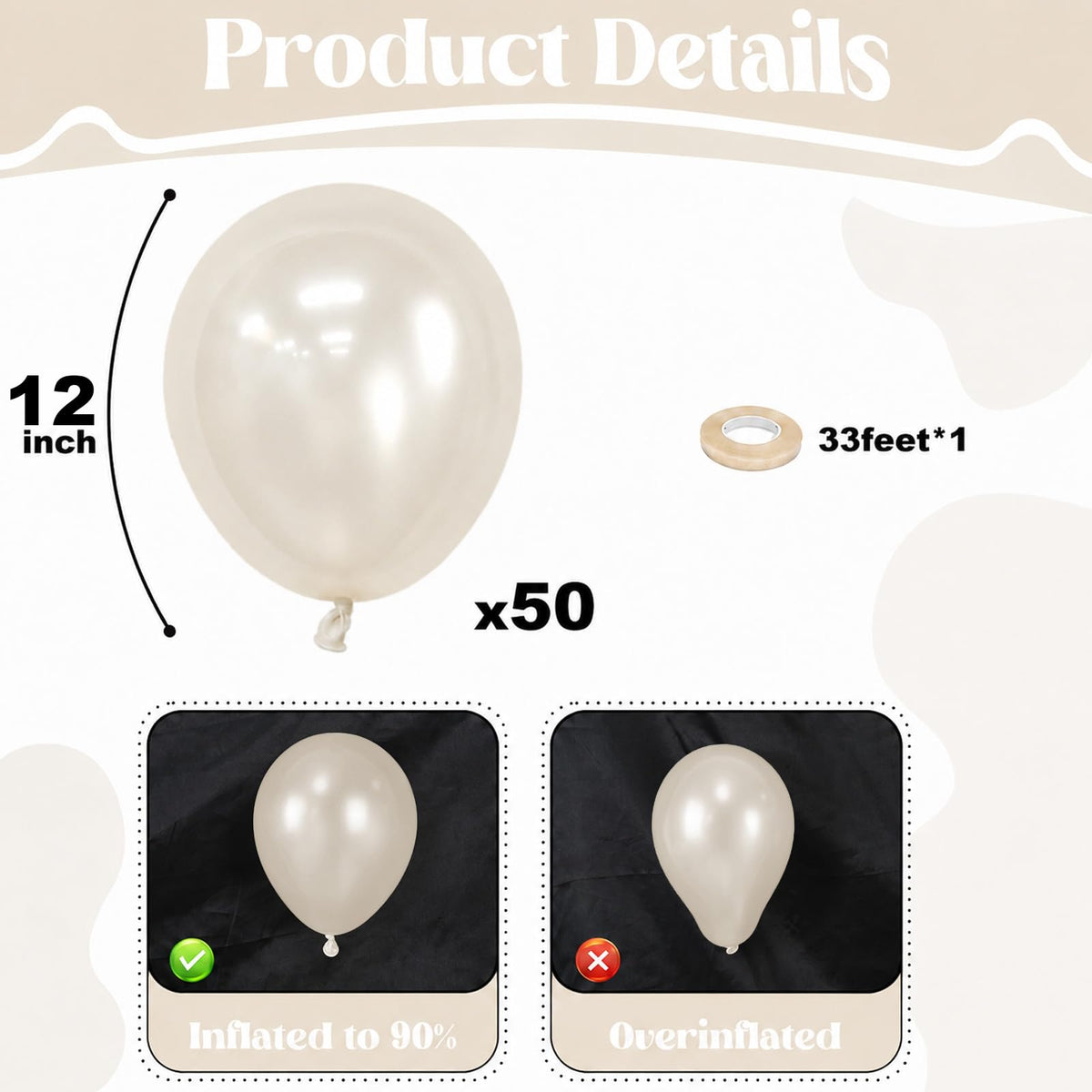 Togvu White Balloons, 50Pack 5 Inch Small Mini Matte White Latex Party Balloons for Wedding Engagement Bridal Baby Shower Anniversary Decorations Supplies