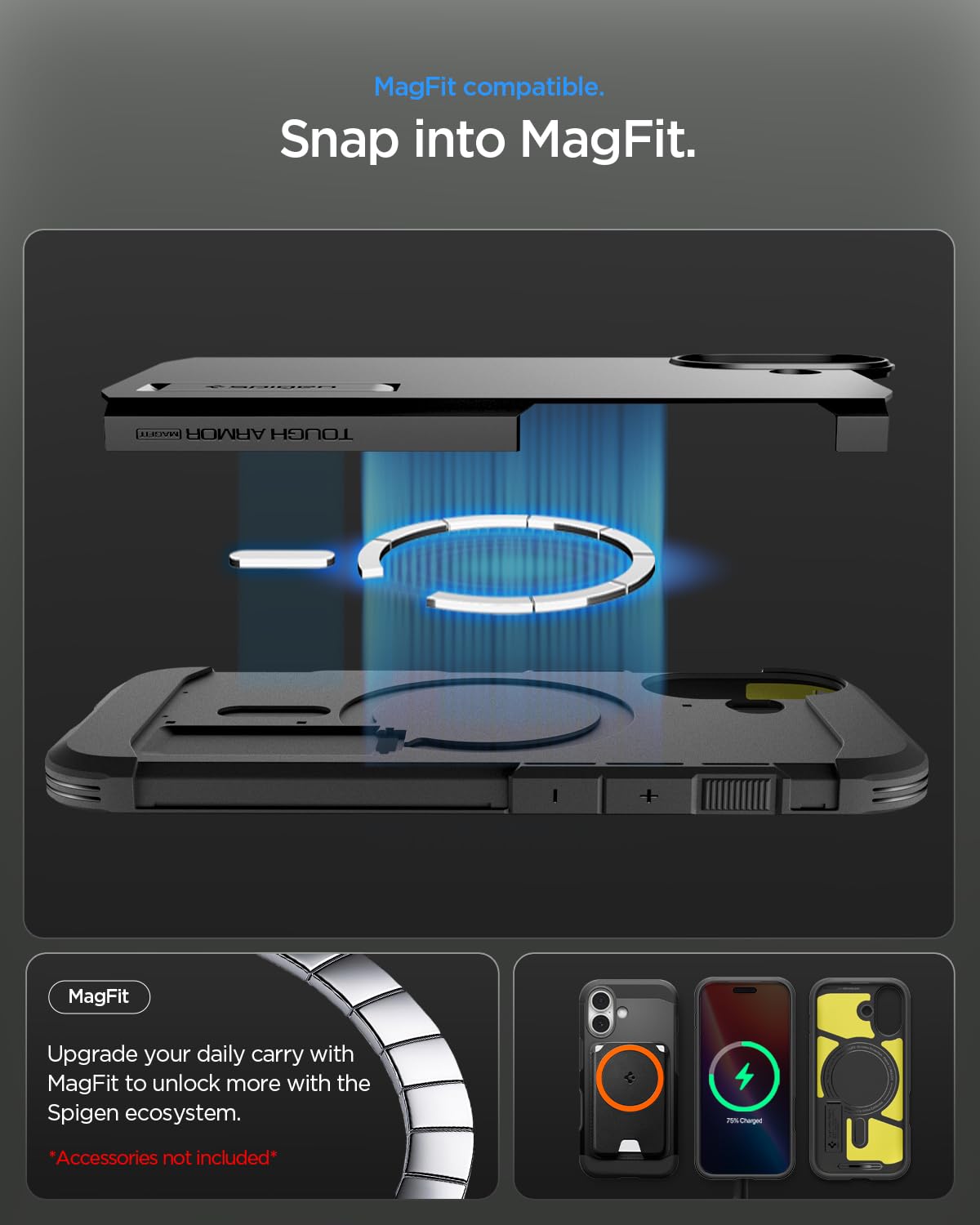 Spigen Tough Armor MagFit for iPhone 15 Pro Case, Metal Slate