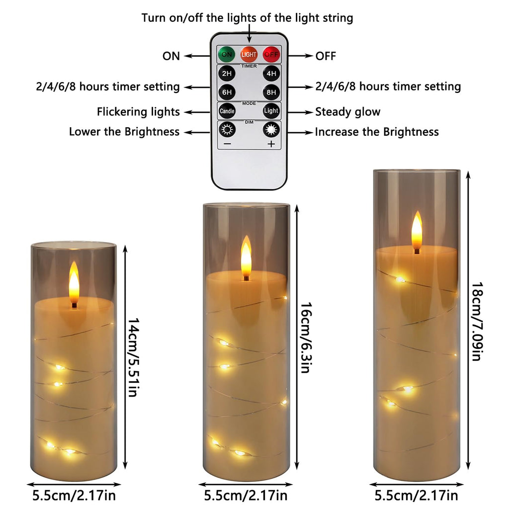 YOROXRG Set of 24 Waterproof Outdoor Flameless Candles, LED Candles with 4 Remote and Timer,(H 4" 5" 6" x D 2.2"),for Christmas,Halloween,Wedding,Festival