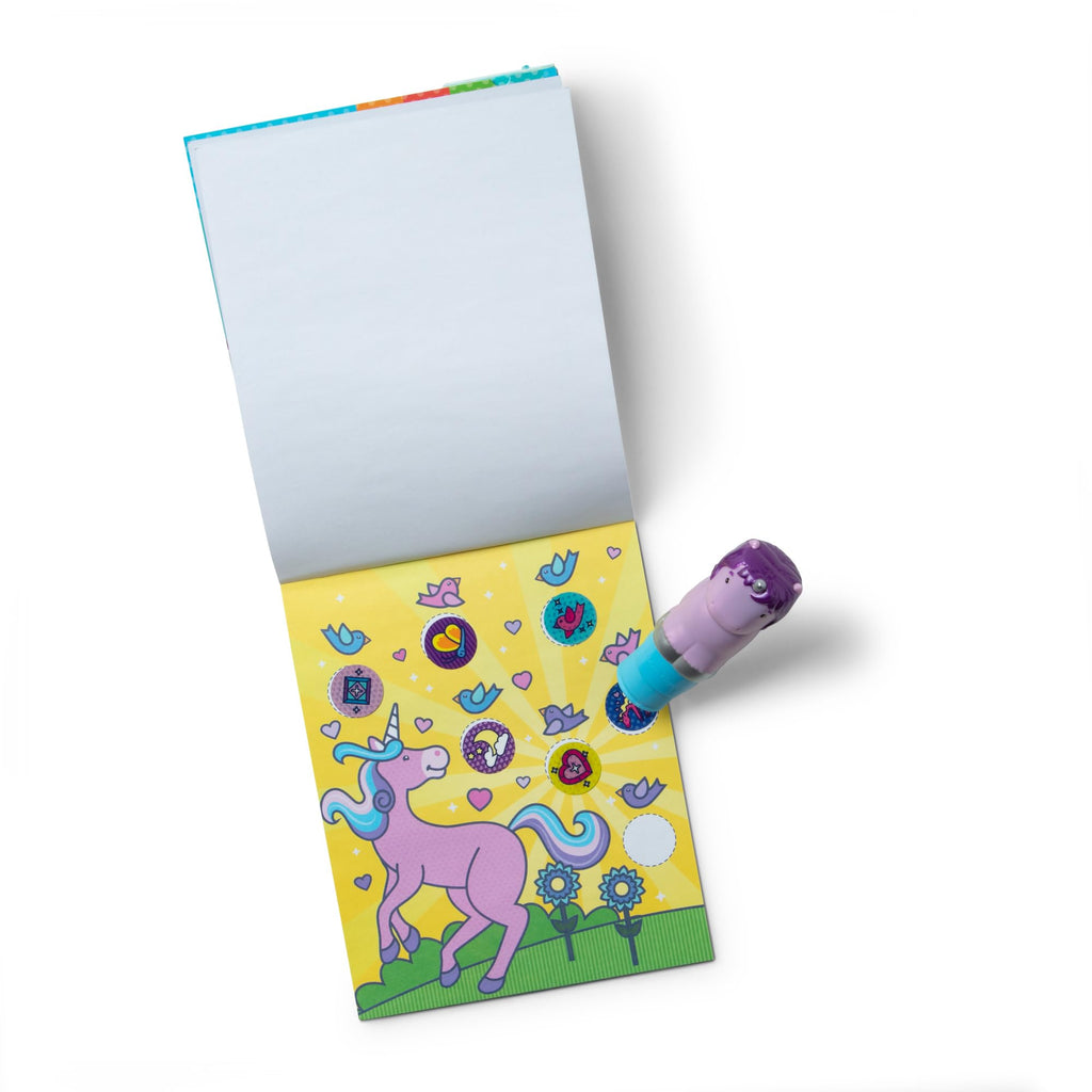 Melissa & Doug Sticker Wow!™ 24-Page Activity Pad and Sticker Stamper, 300 Stickers, Arts and Crafts Fidget Toy Collectible Character – Unicorn Creative Play Travel Toy for Girls and Boys 3+