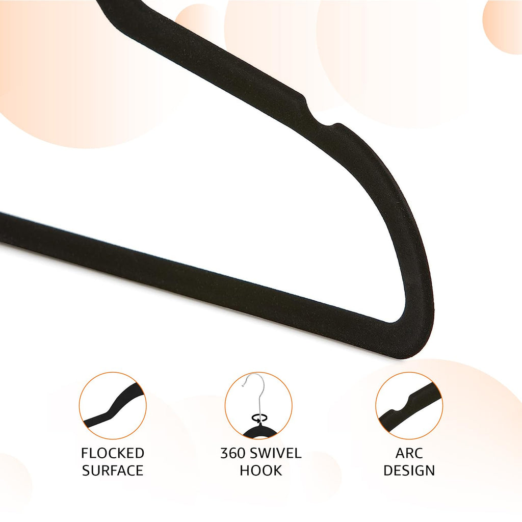Amazon Basics Slim Velvet Non-Slip Space Saving Suit Clothes Hangers, Sturdy Construction, Navy Blue/Rose Gold, 50-Pack