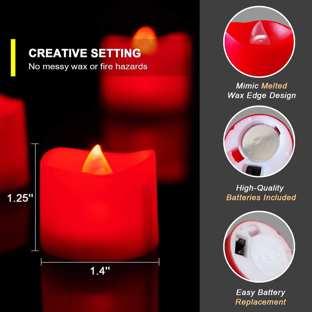 Homemory 24Pcs Flickering Flameless Candle Battery Operated, 200+Hours Fake Electric LED Tea Lights for Votive, Centerpiece Table Decorations, Wedding, Aniversary, Halloween, Christmas