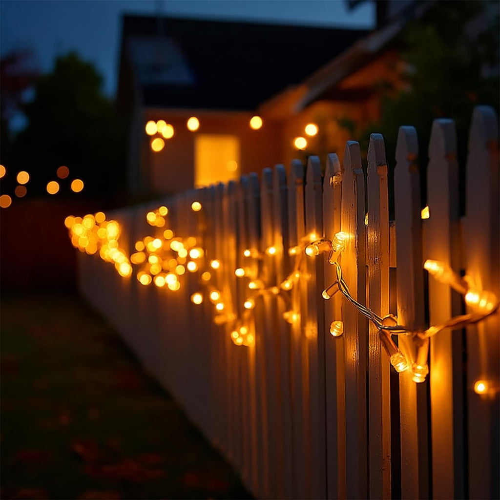 DAZZLE BRIGHT Halloween 300 LED String Lights, 100FT String Lights with 8 Lighting Modes, Halloween Decorations for Party Carnival Supplies, Outdoor Yard Garden Decor (Purple & Orange)